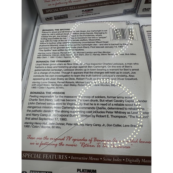 Bonanza TV Classics (DVD) 4 DVD set with 15 episodes - Lorne Greene Very Good - Picture 13 of 16